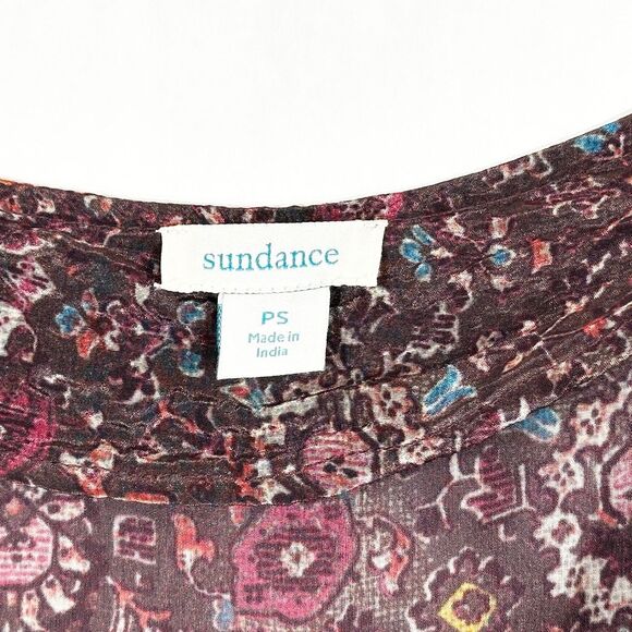 Sundance Small Petite Dress Maroon‎ Boho Shift Silky Satin Pearl Buttons 1624 - Picture 12 of 14